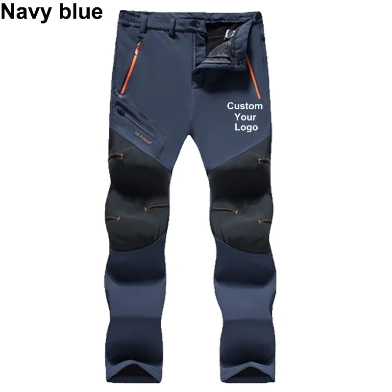 New Men's Customize Your Logo Winter Outdoor Hiking Trousers Camping Climbing Fishing Skiing Trekking Softshell Warm Pants