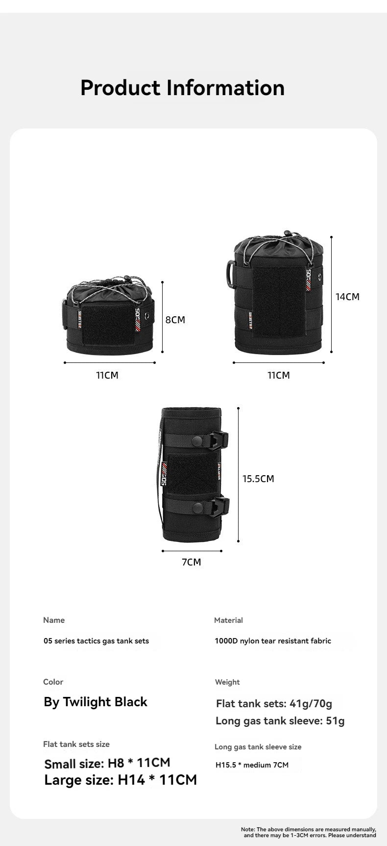 Blackened Gas Cylinder Protective Cover Outdoor Series Anti-Collision Camping Decoration Storage for Camping Gear