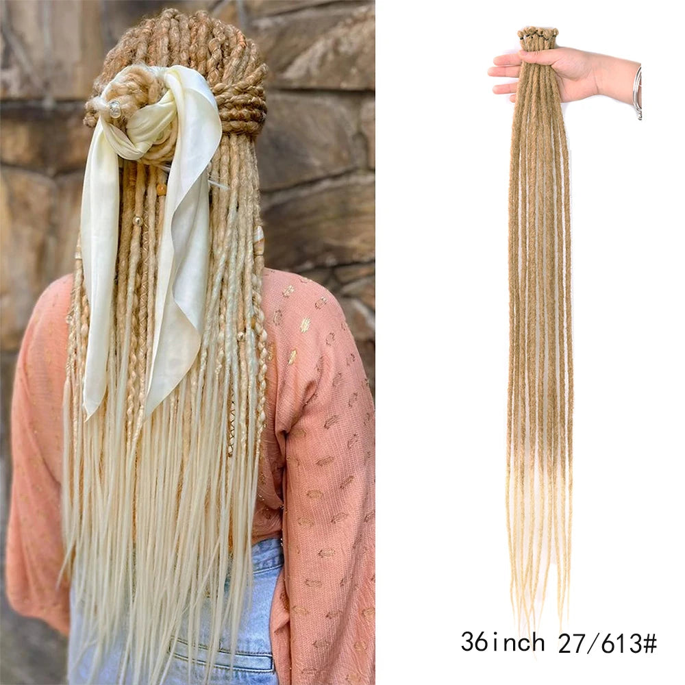 Dreadlock Extensions Handmade Crochet Hair Synthetic 24 36 Inches Dread Extension Crochet Braids For Women Dreadlocks Hair