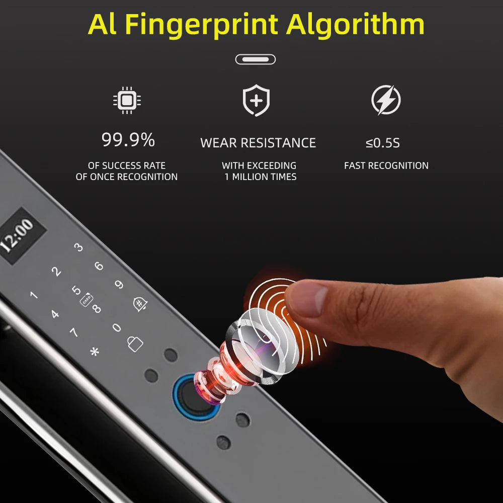3D Face Recognition Fingerprint Password Smart Door Lock with  Remote Unlocking Wishome APP  Smart Lock Electronic door lock