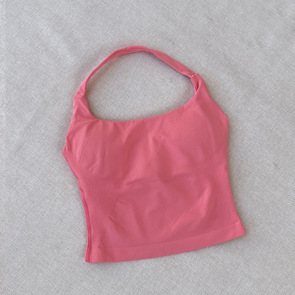 DL 0GO Longline Strappy Top Gym Sports Top Women Seamless Yoga Tank Sportswear Gym Clothing Running Workout Halter