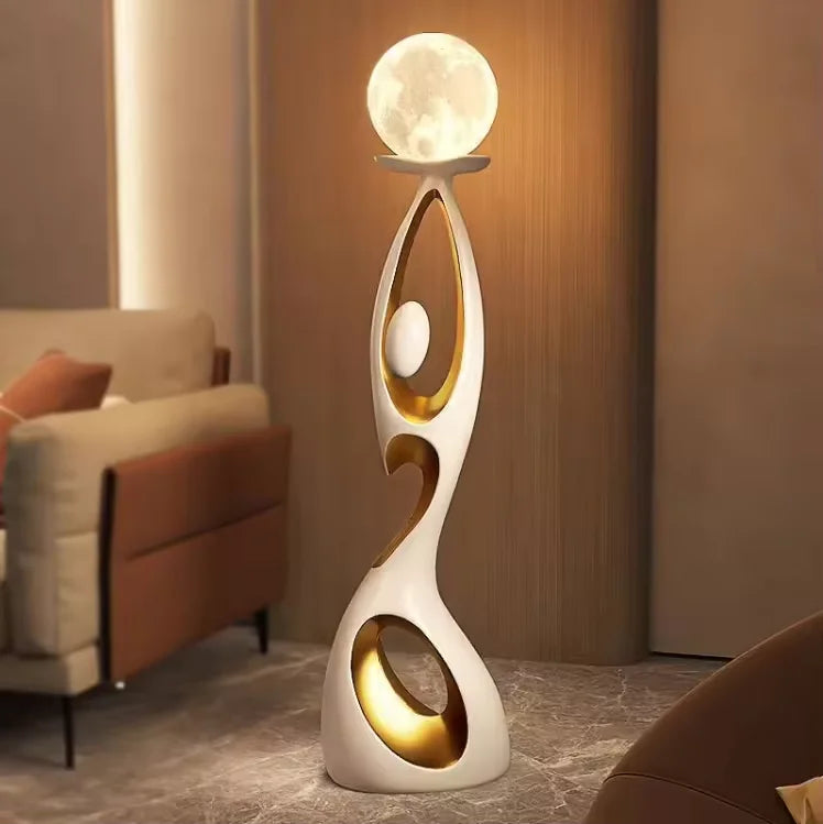Modern Minimalist Resin Sculpture LED Floor Lamp Creative Human-shaped Standing Light Living Room Bedroom Hotel Art Decoration