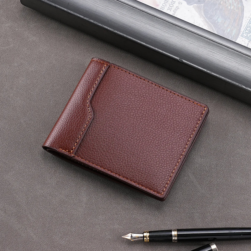 Coin Purse  Men'S Short Wallet Bifold Wallet Slim Pu Leather Wallet For Pocket Carry Gifts Daily Use