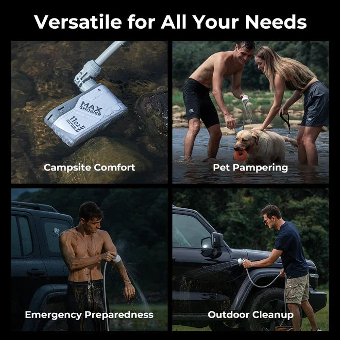 FLEXTAIL MAX SHOWER Ultralight Rechargeable Outdoor Shower Pump, Portable Camping Travel Shower with USB-C Water Pump for Hiking