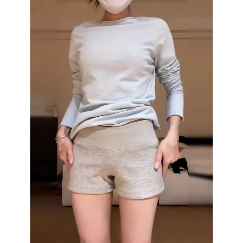 Fashion Sexy Slim Fit Shorts Women 2026 New Summer US Style Grey Low Rise Solid Bodycon Booty Shorts Female Casual Hot Sale
