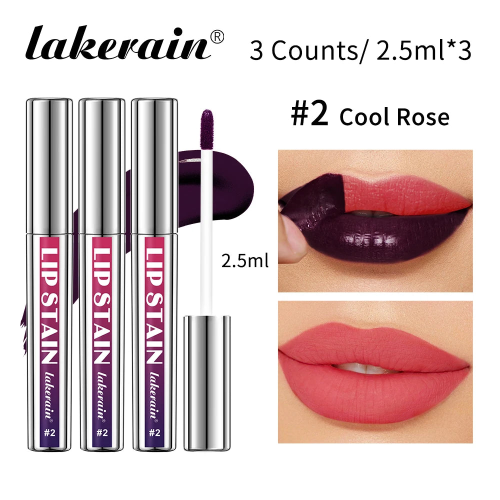 3pcs/set Peel Off Lip Stain Set Long-Lasting Waterproof Lip Tint Transfer Proof Non-stick Cup Natural Lip Stain Female Makeup