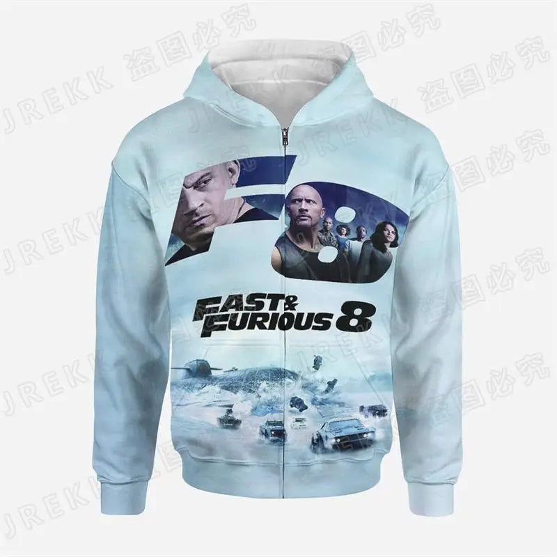 Fast & Furious 3D Print Men Children Zip Hoodie Streetwear Hot Selling Road Racer Style Spring And Autumn Jacket Sweatshirt