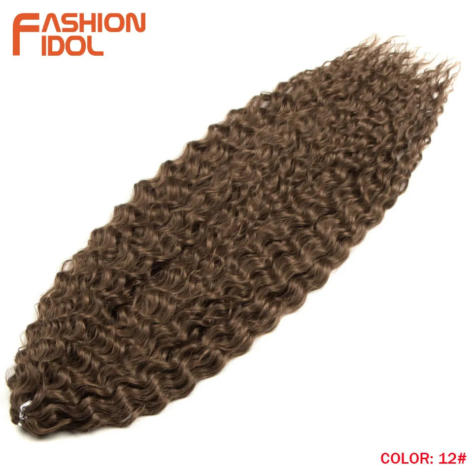 FASHION IDOL 24 Inch Ariel Hair Synthetic Crochet Curly Hair Water Wave Braid Hair Ombre Pink Deep Wave Braiding Hair Extensions