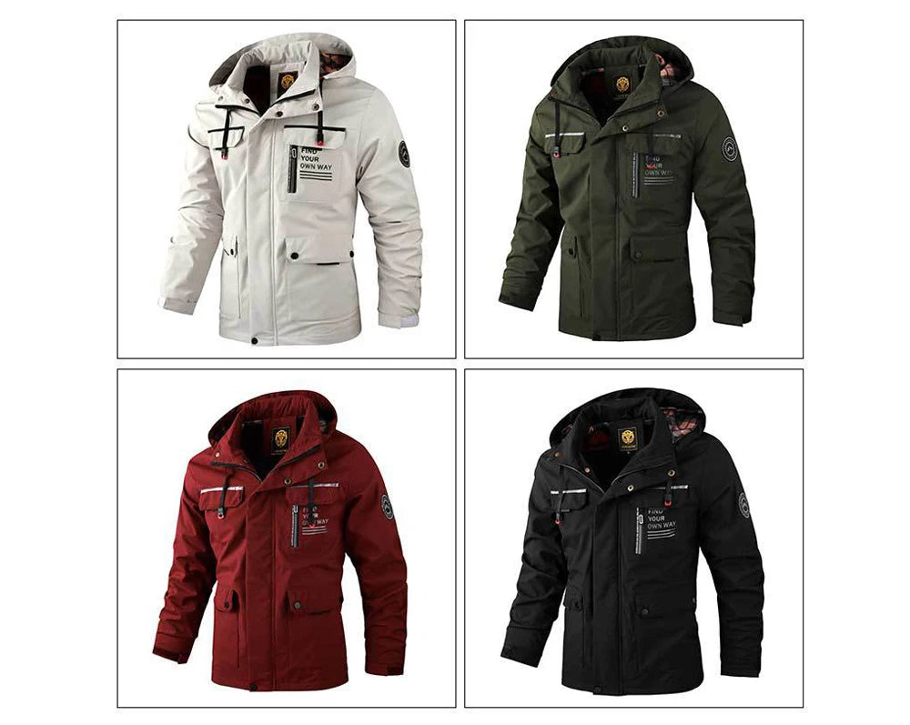 Autumn Men's Windbreaker Hooded Jacket Man Waterproof Outdoor Sports Soft Shell Coats Clothing Men Hiking Mountain Ski Jackets