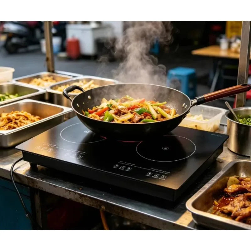 Airo Portable Built-in Double Burner Induction Cooker with Hotpot Function 4000-4999W Rapid Heating Waterproof Touch Control