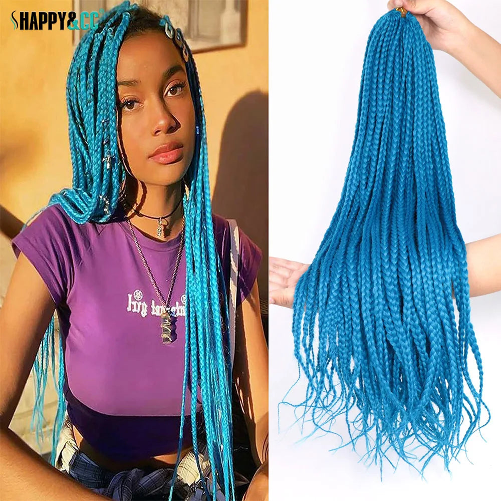 White 3X Box Braids Synthetic Crochet Hair 24Inch Crochet Braiding Hair Extensions Goddess Silver Blonde Braid Pre Looped Hair