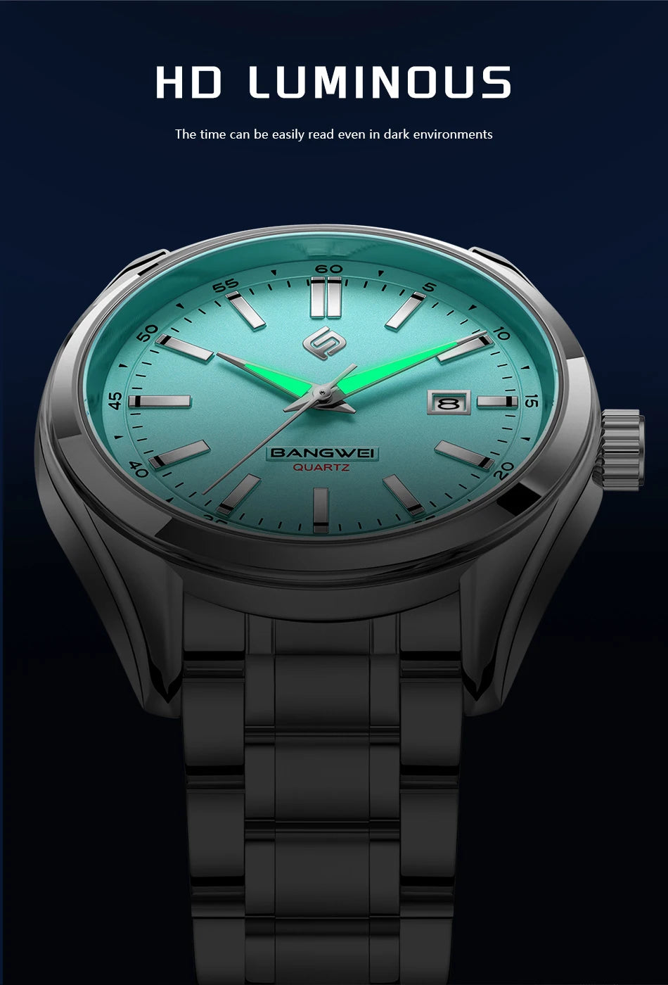 BANGWEI 2025 Business Men's Watch Waterproof Stainless Steel Quartz Watch Luminous Fashion Calendar Watches for Men Reloj Hommes