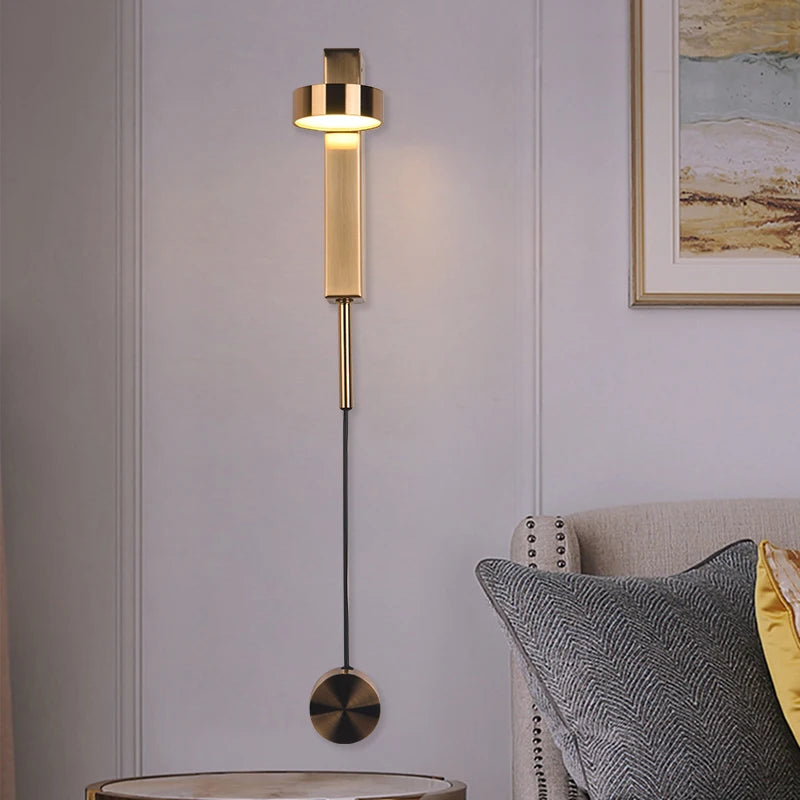 Nordic Modern LED wall lamp Gold Black Rotation Dimming Switch Wall Light With plug Fixture Bathroom Bedroom 360° Rotate Sconces