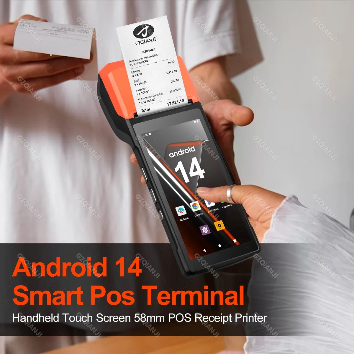 Android 14 Handheld Terminal Android 11 POS Receipt Printer 58mm Portable Machine 5.5 HD Support 1D 2D Barcode Scanner NFC WIFI