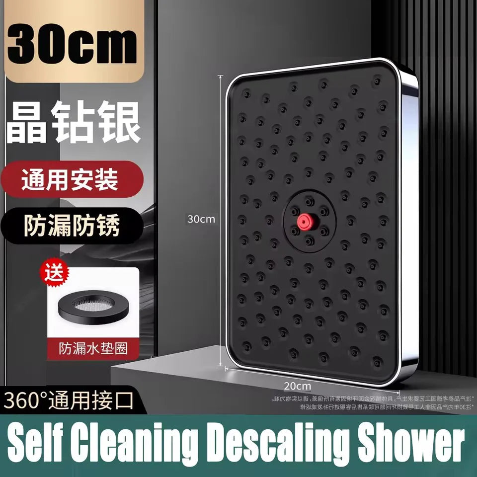 New Self Cleaning Descaling Large Flow Supercharge Ceiling Mounted Shower Head 25.5CM Big Panel High Pressure Waterfall Shower