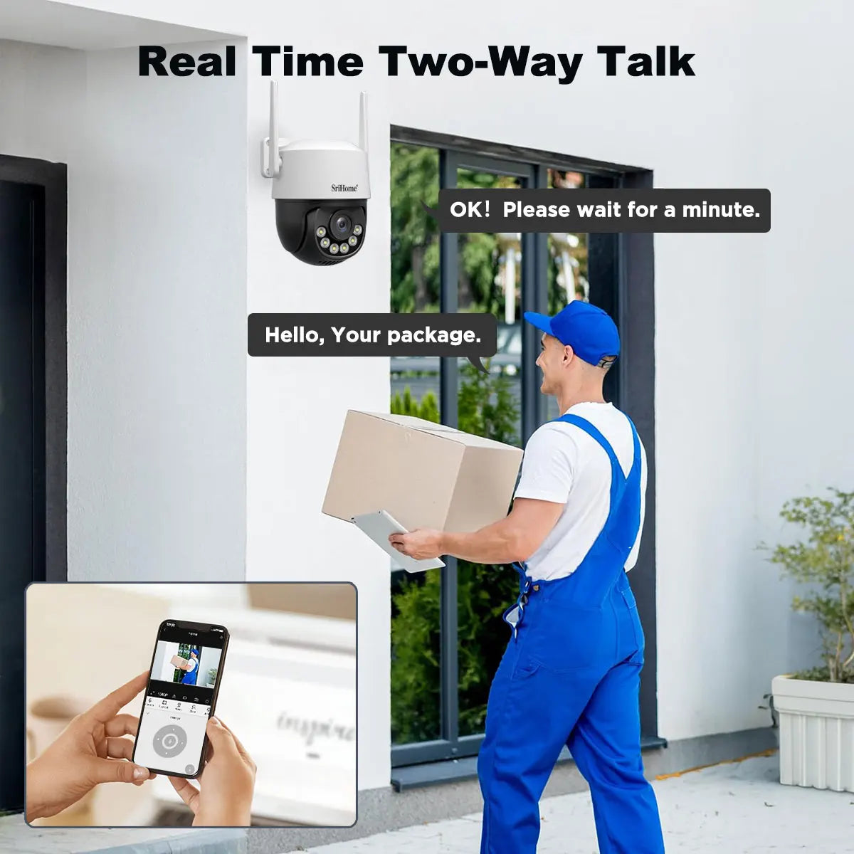 8MP 4K IP Camera 2.4G&5G WIFI Crying Detection PTZ Camera Smart Home Outdoor Camera Surveillance Monitor Srihome Wireless Camera
