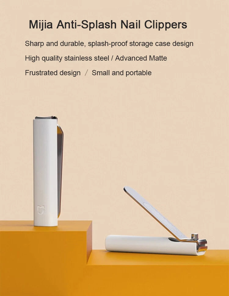 Mijia Anti-Splash Nail Clipper 420 Stainless Steel Sharp Durable Portable Pedicure Trimmer Nails File with Storage Shell