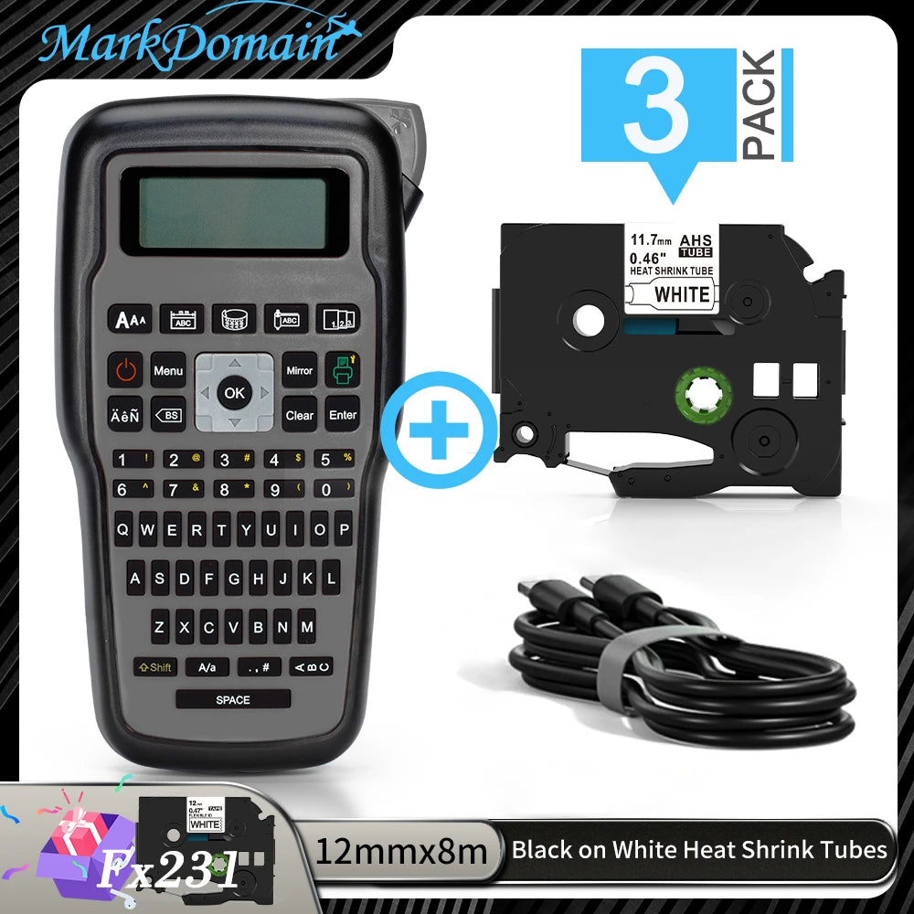 Industrial Labeling E1000 PRO Label Maker Printer Keyboard Symbol Compatible for Brother TZ231 Label Maker Tape Heat Shrink Tube