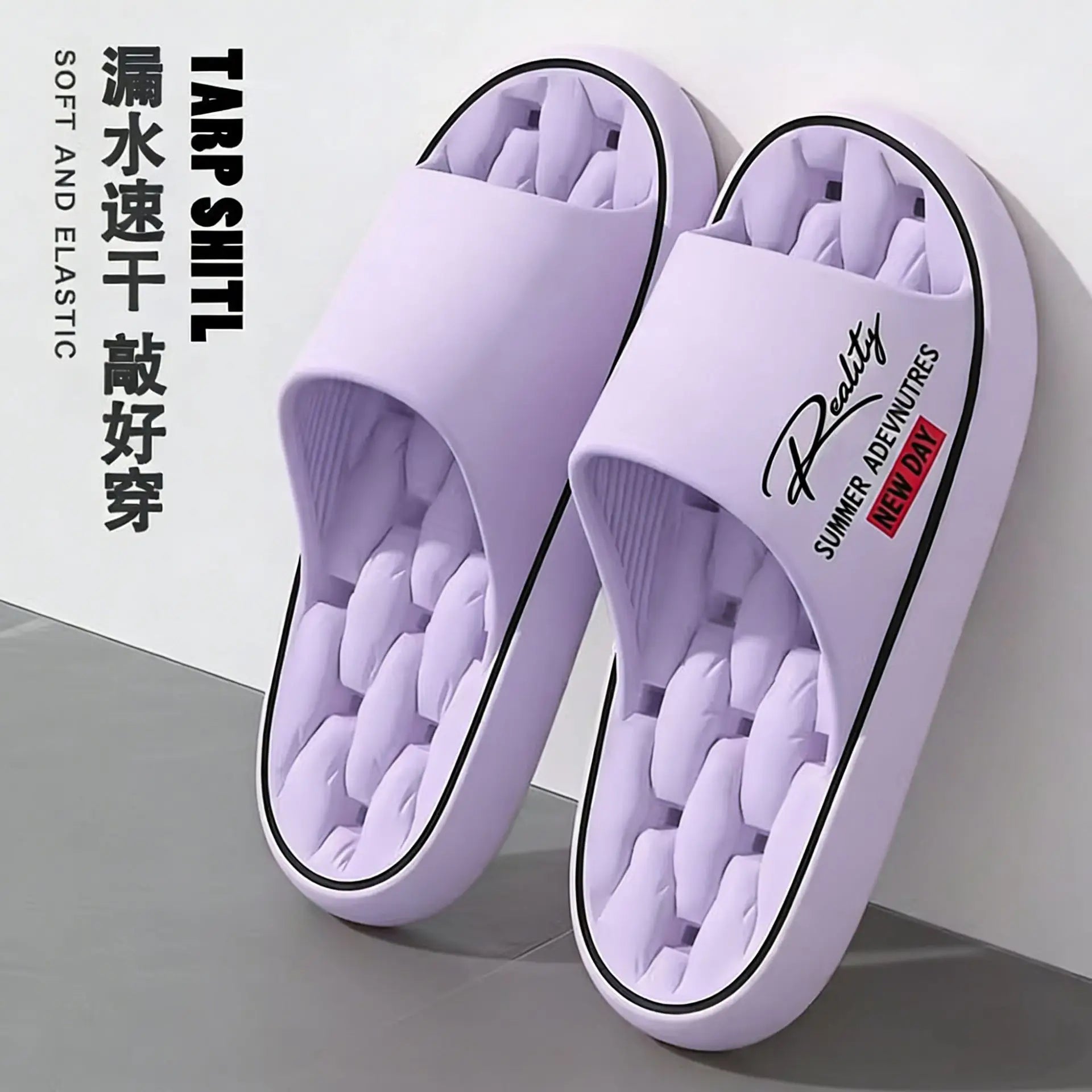 New Summer Thick Bottom Slippers Indoor Home Bathing Anti-slip Couple Outdoor Wearable Slip-On Shoes Men's Comfortable Massag...