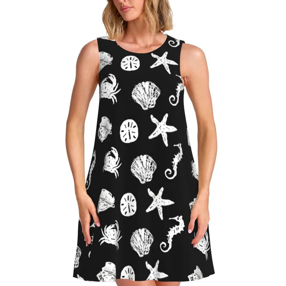 Hawaii Beach Dress Palm Tree Print Sexy Dresses Women Sleeveless Aesthetic Tank Dress Daily Print Oversized Vestidos