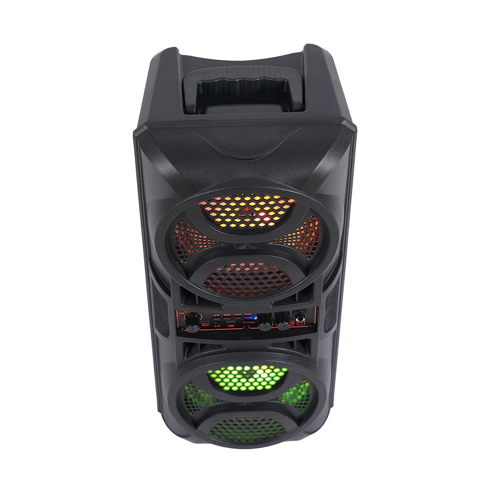 Bluetooth-Compatible Speaker Wireless Stereo Speaker with Double Subwoofer Deep Bass Lights Outdoor Speaker for Home Party Gift
