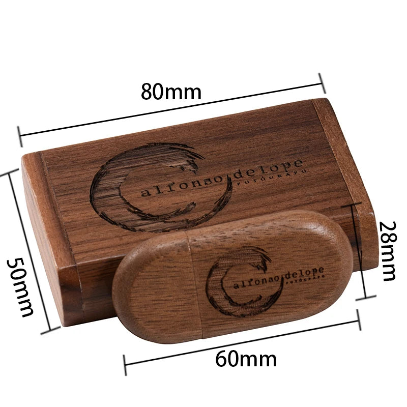 Wedding Gift USB 3.0 Stick 64GB Custom Logo Wooden Box Flash Drives 32GB Pendrive Free Sample U Disk 16GB 8GB 4GB Memory Stick