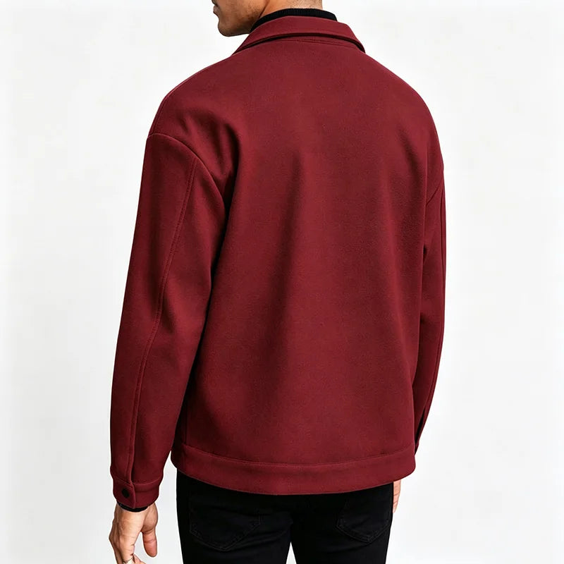 Men Loose Short Shacket Soft Brushed Fabric Autumn Winter Business Daily Casual Fake Decor Chest Flap Lapel Fashion Outer Jacket