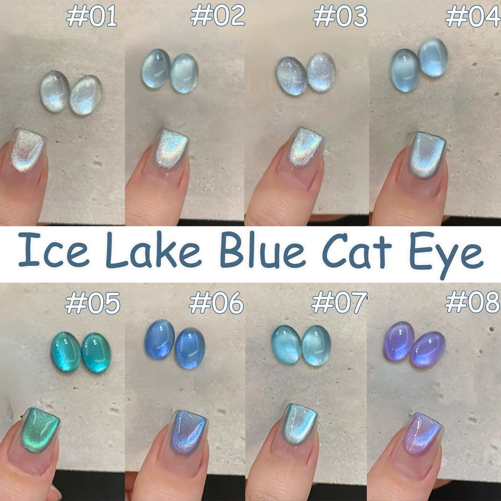 1-12pcs ZH Spring/Summer Ice Transparent Sweet Wine Glass Beads Cat Eye Nail Polish Gel New Flashy Popular Pink Nail Supplies