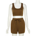 Women's Sets Two 2 pieces Sale Sexy Cropped Y2K bandage Camis Tank Tops &High Elastic Waist Wide Leg Short Suits YKD-W605