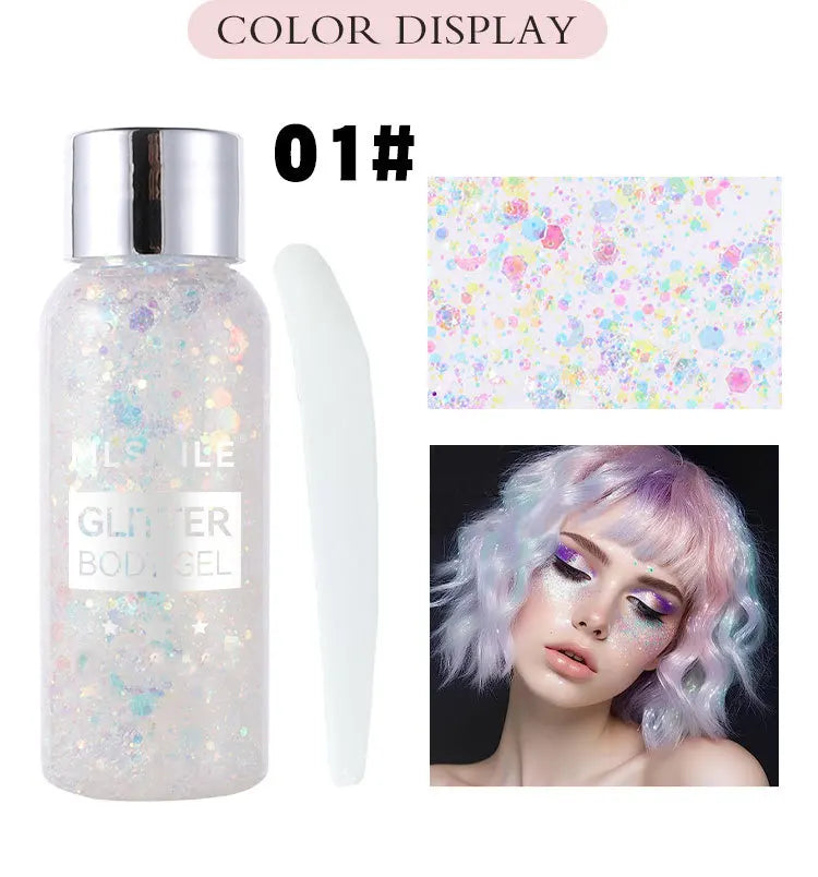 Eye Glitter Nail Hair Body Face Gel Art Waterproof High Gloss Glitter Body Multifunctional Makeup Decoration Party Festival