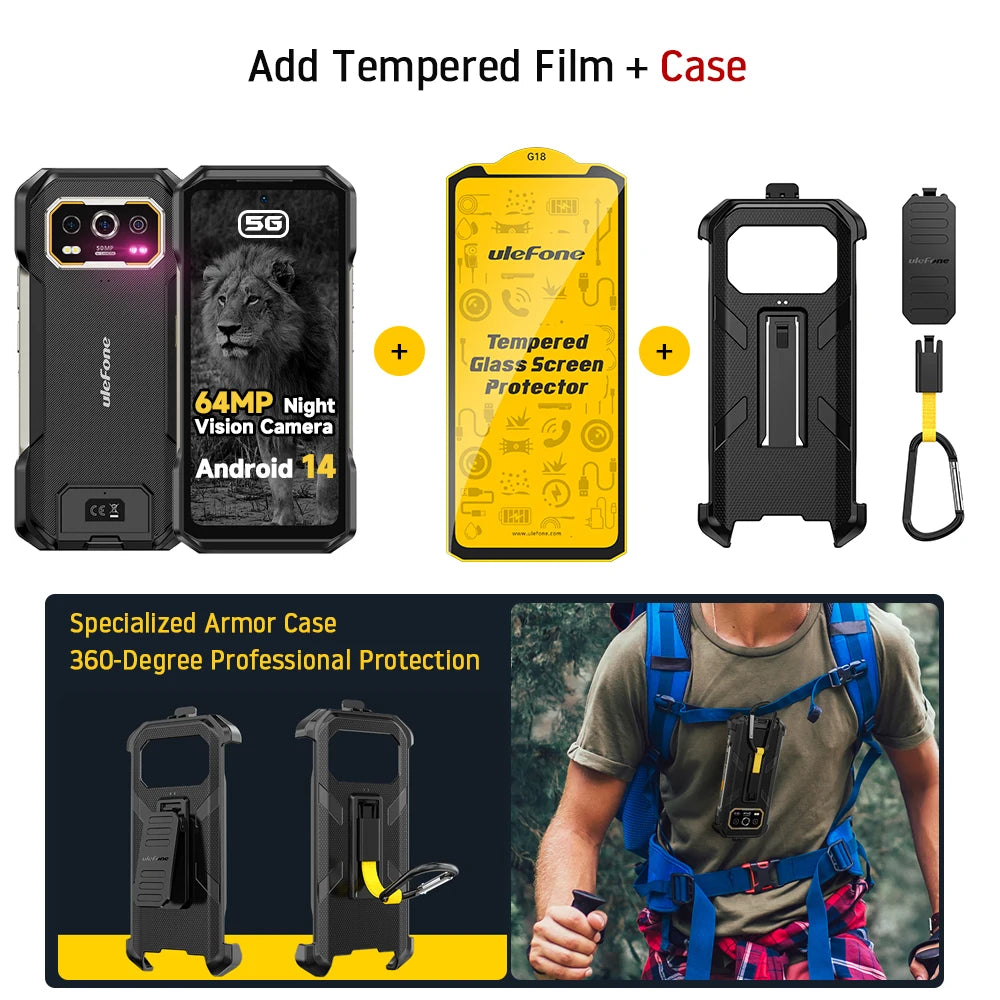Ulefone Armor 27 Pro 5G 10600mAh Smartphone 50MP Camera 64MP Night Android 14 Rugged Phone Up to 24GB+256GB NFC Waterproof Phone