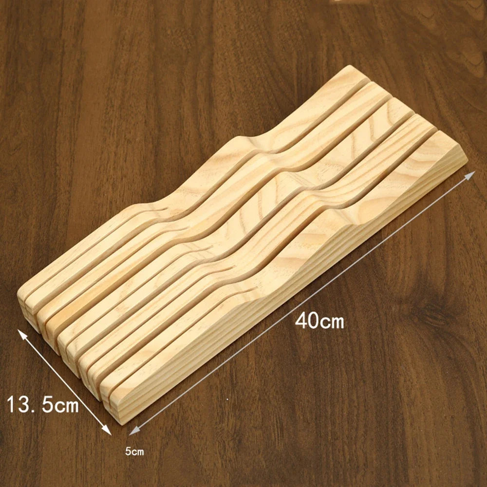 Western Knife Tray Organizer - Wood Knife Organizer - Kitchen Drawer Cutlery Storage Tableware - Container in-drawer Knife Tray