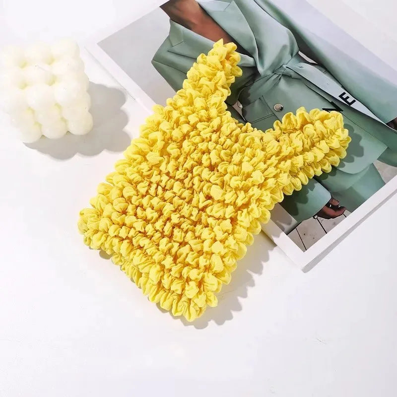 New Bubble Bags Expansion Fold Pleated Flexible Stretch Mini Shopping Bag Large Capacity Elastic Portable Handbag Storage Bag
