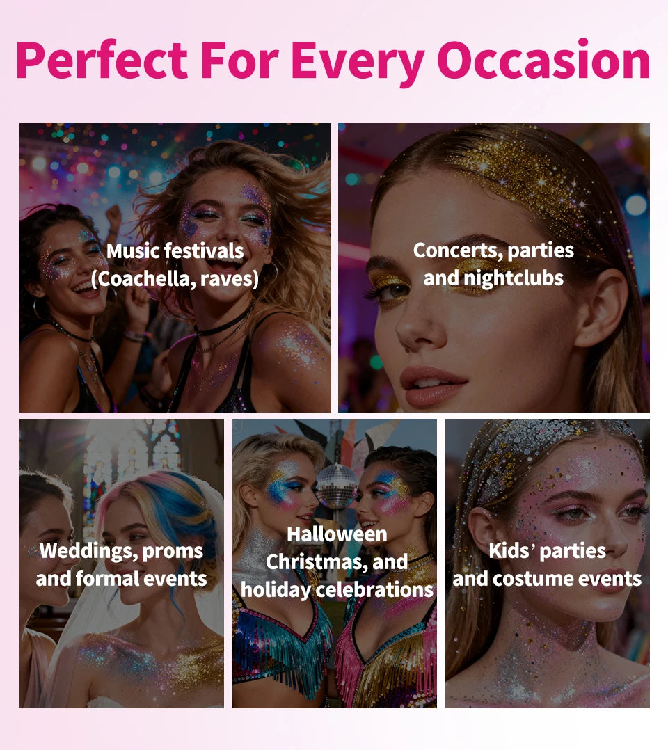Sparkling Sequins Glitter Gel Stick Mermaid Sequin Body Glitter Gel Cosmetic Hair Glitter Festival Makeup for Christmas Party
