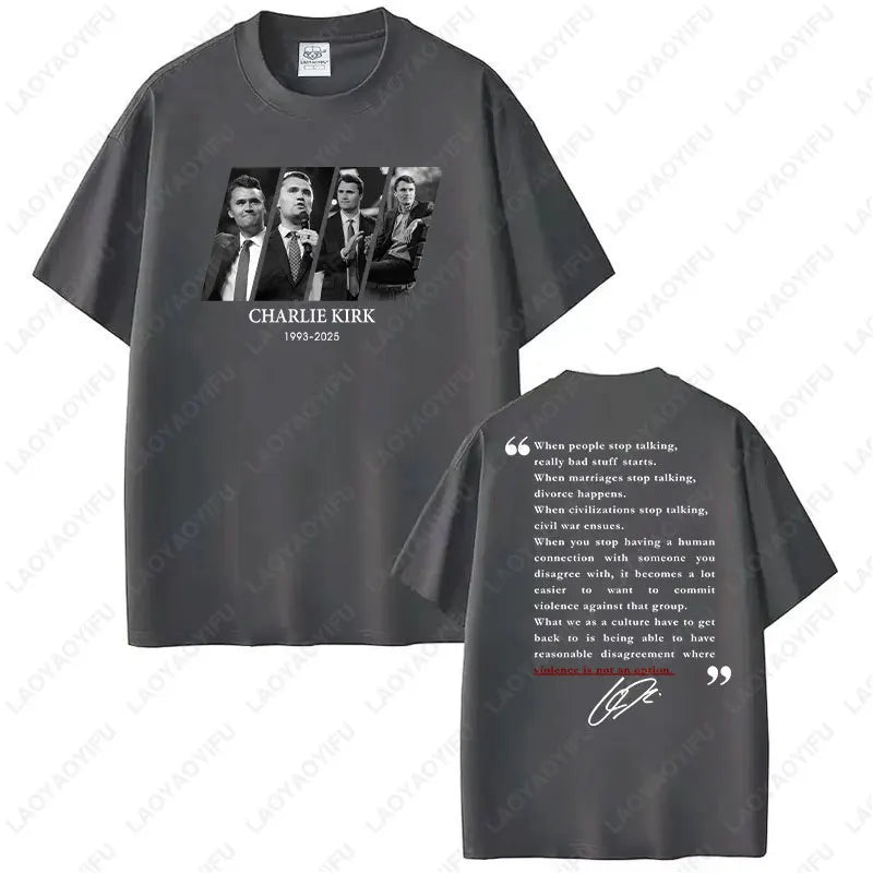 Quotes of Charlie Kirk Shirt Pray for Charlie Kirk T-Shirt 2025 Freedom Graphic Printing Tees Unisex Cotton Short-sleeve Tops