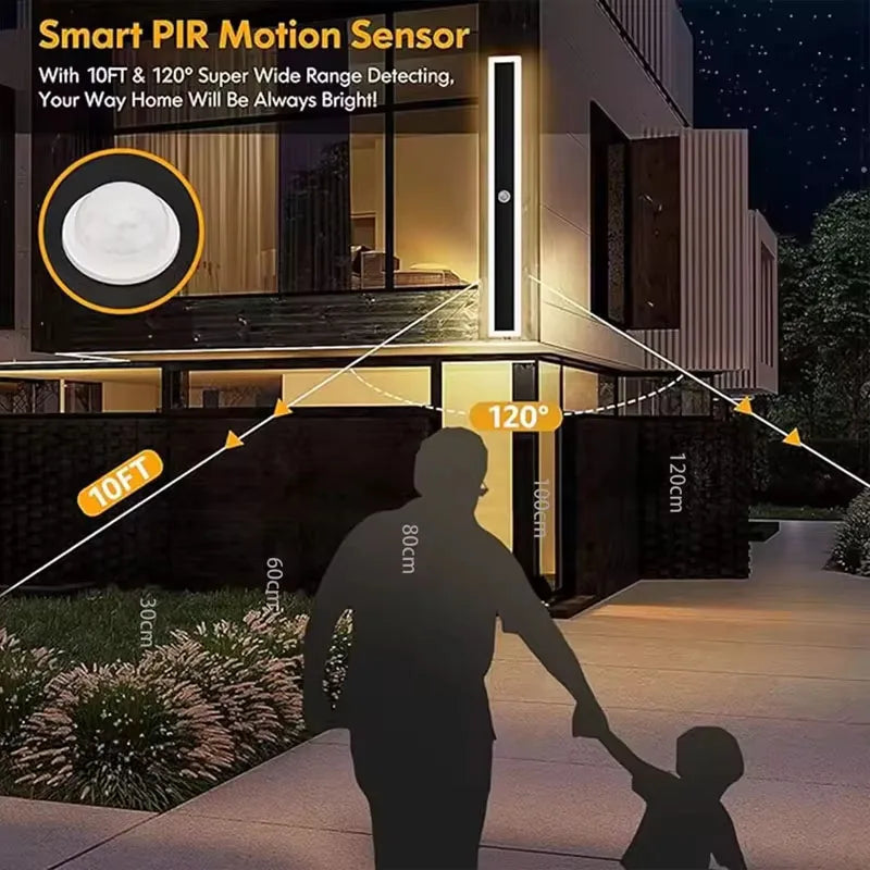 Outdoor Wall Light With Motion Sensor 90v 240v IP65 Waterproof Porch Lamp LED Long Garden Lamps For Villa Garage Lighting