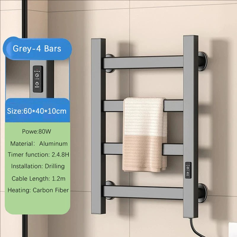 OXG Heated Towel Rack Built-In Timer Bathroom Electric Towel Warmers Wall-Mounted Heated Towel Dryer Bathroom Accessories