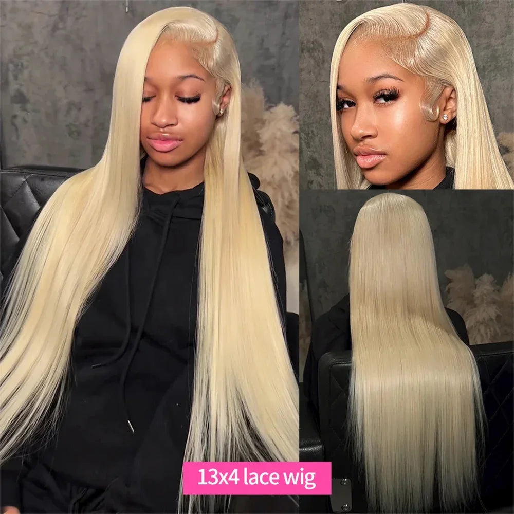 200 Density 613 Blonde Straight Human Hair Wigs Preplucked Prebleached 46 Inch 13x4 13x6 Blonde HD Transparent Lace Frontal Wigs