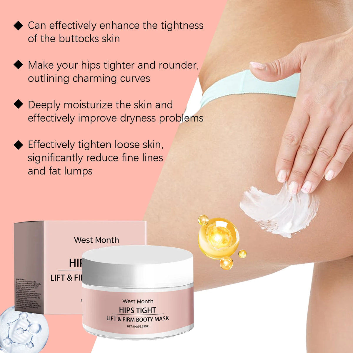 West Month Buttock Moisturizing Cream Buttock Care Firming Hydrating Moisturizing Lifting Nourishing Massage Care Cream