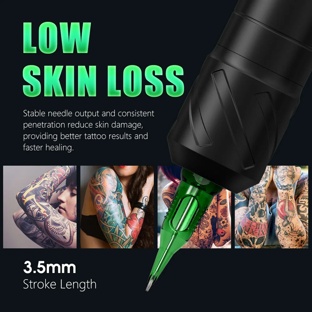Kiss of Dragon Professional Wireless Tattoo Machine Pen 3.5mm Stroke OLED Display 1600mAh Battery For Tattoo Artists Beginners