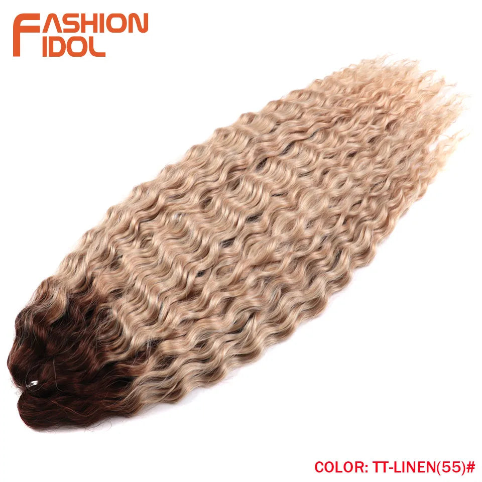 FASHION IDOL 24 Inch 300g Ariel Hair Synthetic Crochet Curly Hair Water Wave Braid Hair Ombre Blonde Braiding Hair Extensions