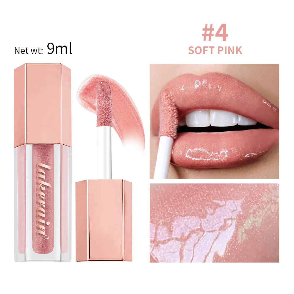 8-Color Liquid Light Glitter Lip Glaze Long-lasting Deep Moisturizing Lip Gloss Reduce Lips Lines Slight Shimmer Makeup Lip Oil