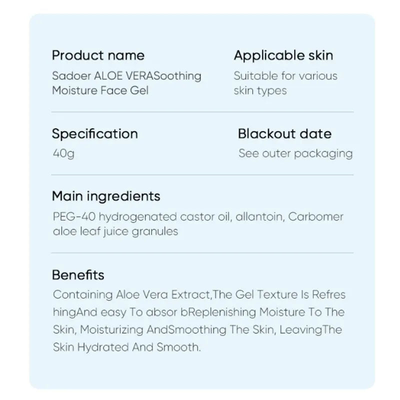 SADOER Exfoliating Aloe Vera Gel Facial Cleanser Deep Cleansing Exfoliant Gentle Tender Face Exfoliation Facial Exfoliator