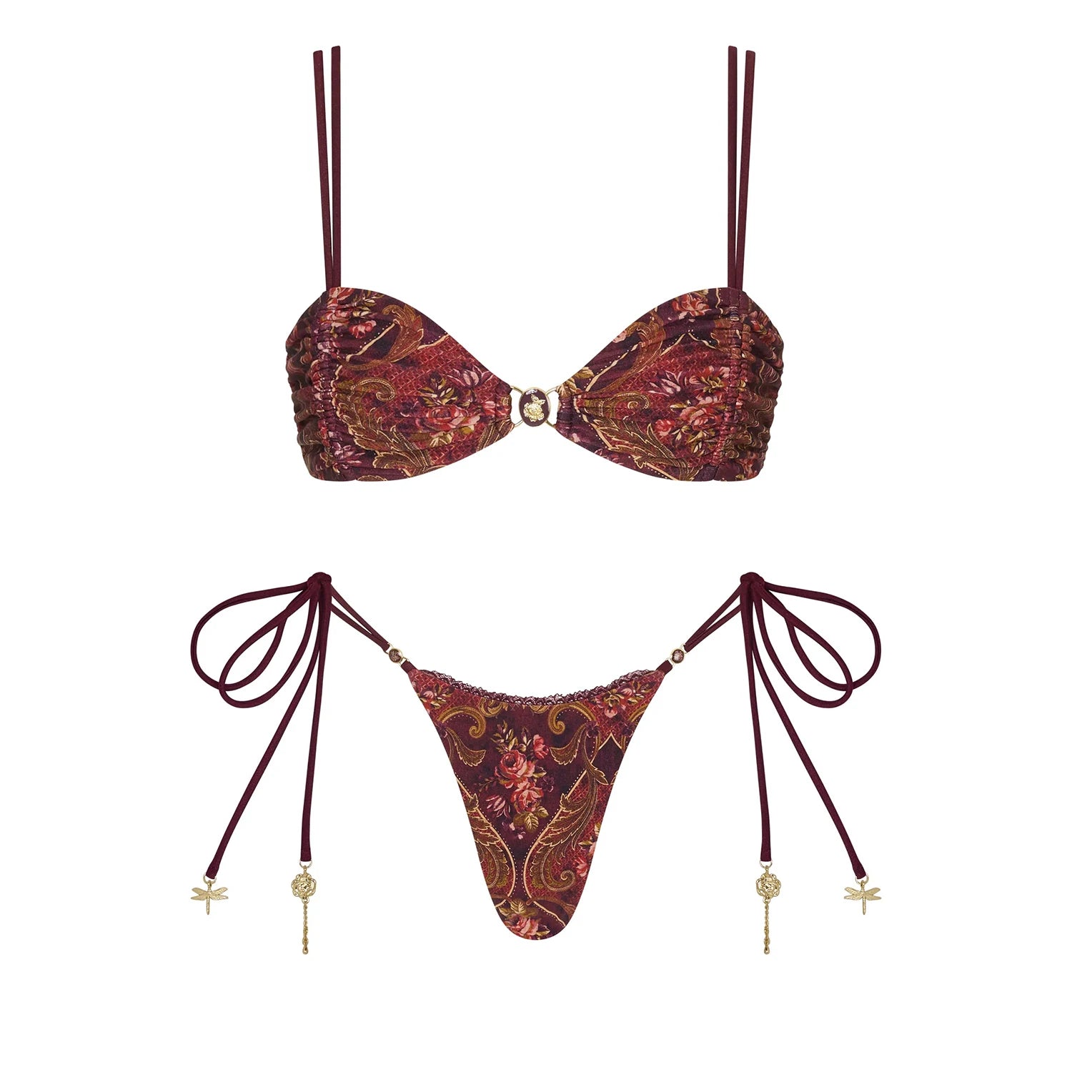 Retro Printed Bikini Sexy Women Swimsuit 2026 New Swimwear Female Bandeau Biquini Push Up Swim Suit Shiny Beachwear Bathingsuit
