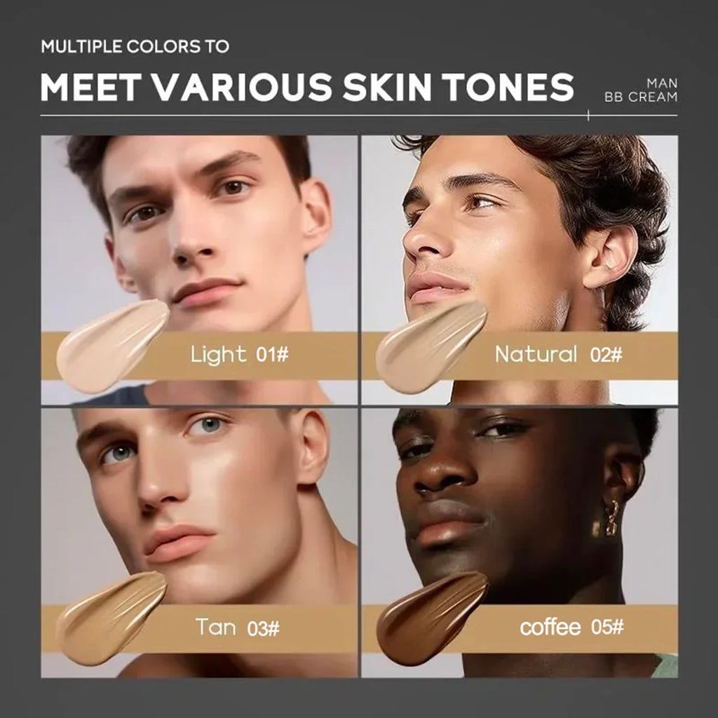 Men’s BB Cream – Full Coverage, Waterproof,Long-Lasting, Natural Matte Finish,Certified, Skin-Friendly, Quick Base for All Looks