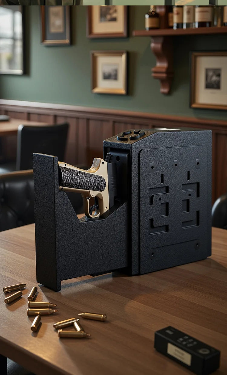 Tuya BLE Gun Safe Box Biometric Fingerprint Key Code 3-in-1 Wall Mounted Pistol Safes Box Anti theft Certified Handgun Safe