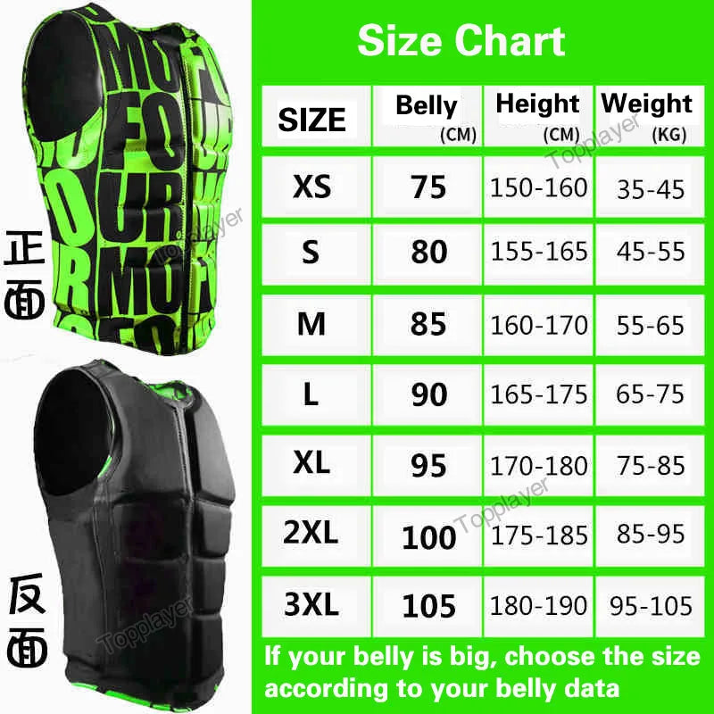 Life Jacket Adult Neoprene Buoyancy Surf Vest Water Sports Kayak Motorboat Drifting Vest Rescue Lifeguard Professional Life Vest