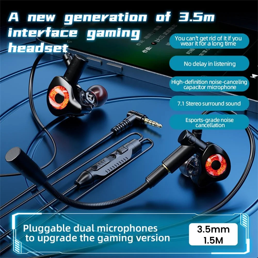 Type-c In-ear dual-mix e-sports gaming headset stereo noise reduction with microphone digital head wired headset