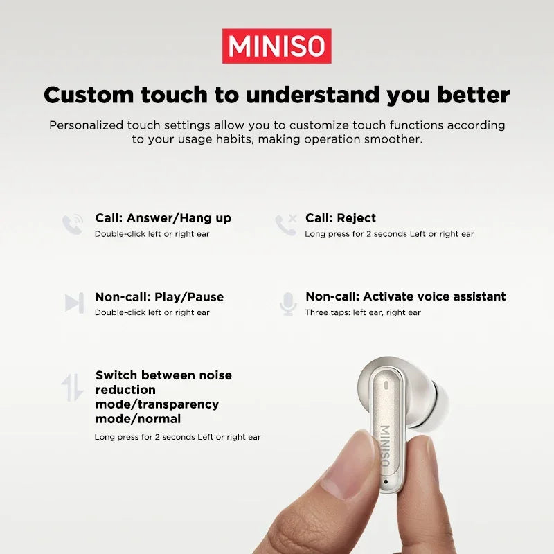 MINISO MS106 Bluetooth Earphones  AI Translator Earbuds TWS Ear Clip Sports Earphones Noise Reduction Wireless Headphones