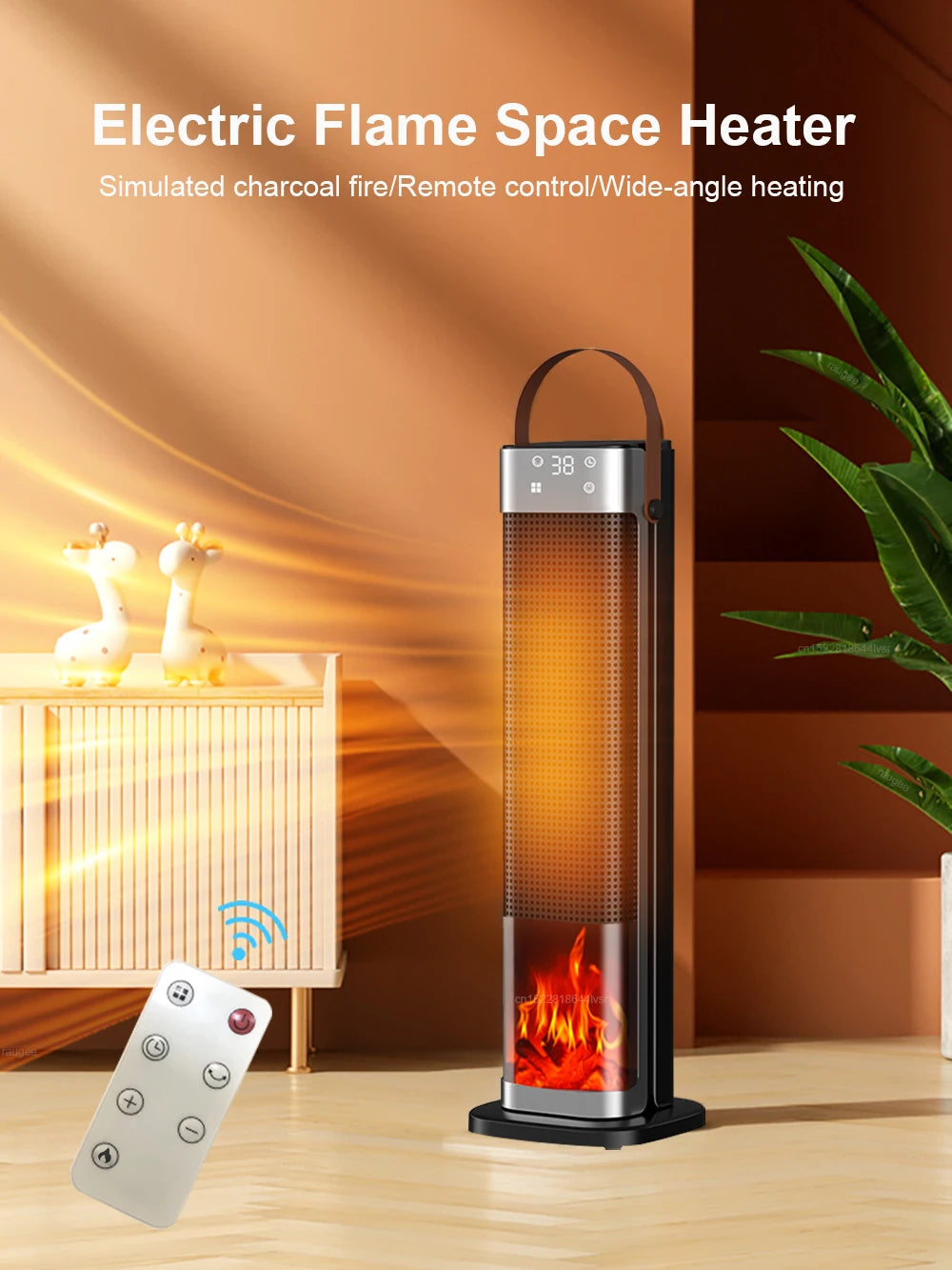 Electric Heater 2000W Heating Fans Portable Electric Space Heater PTC Fan Heater Household Hot Air Blower with Remote Control